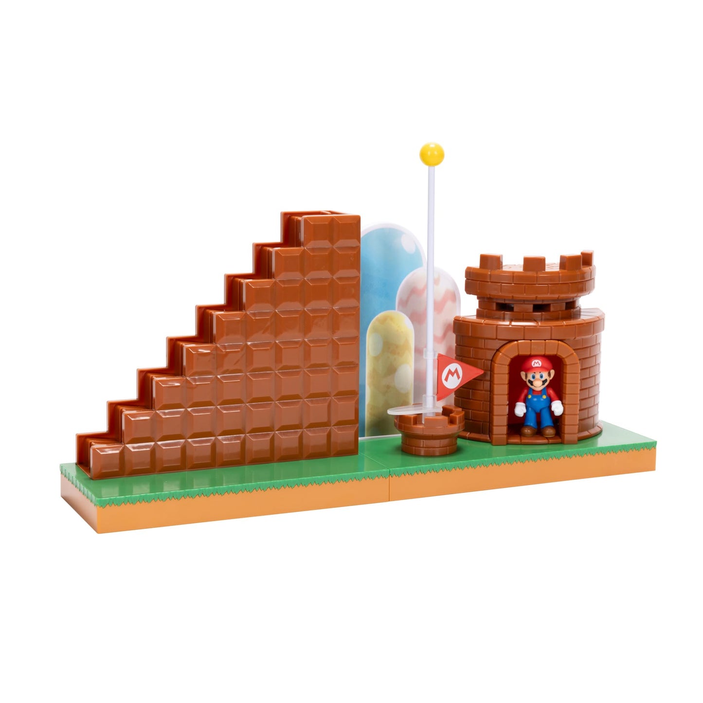Super Mario Nintendo 2.5' Action Figures Course Complete Playset With Mario Figure, Interactive Stairs, Flagpole, Castle, And Base Platform