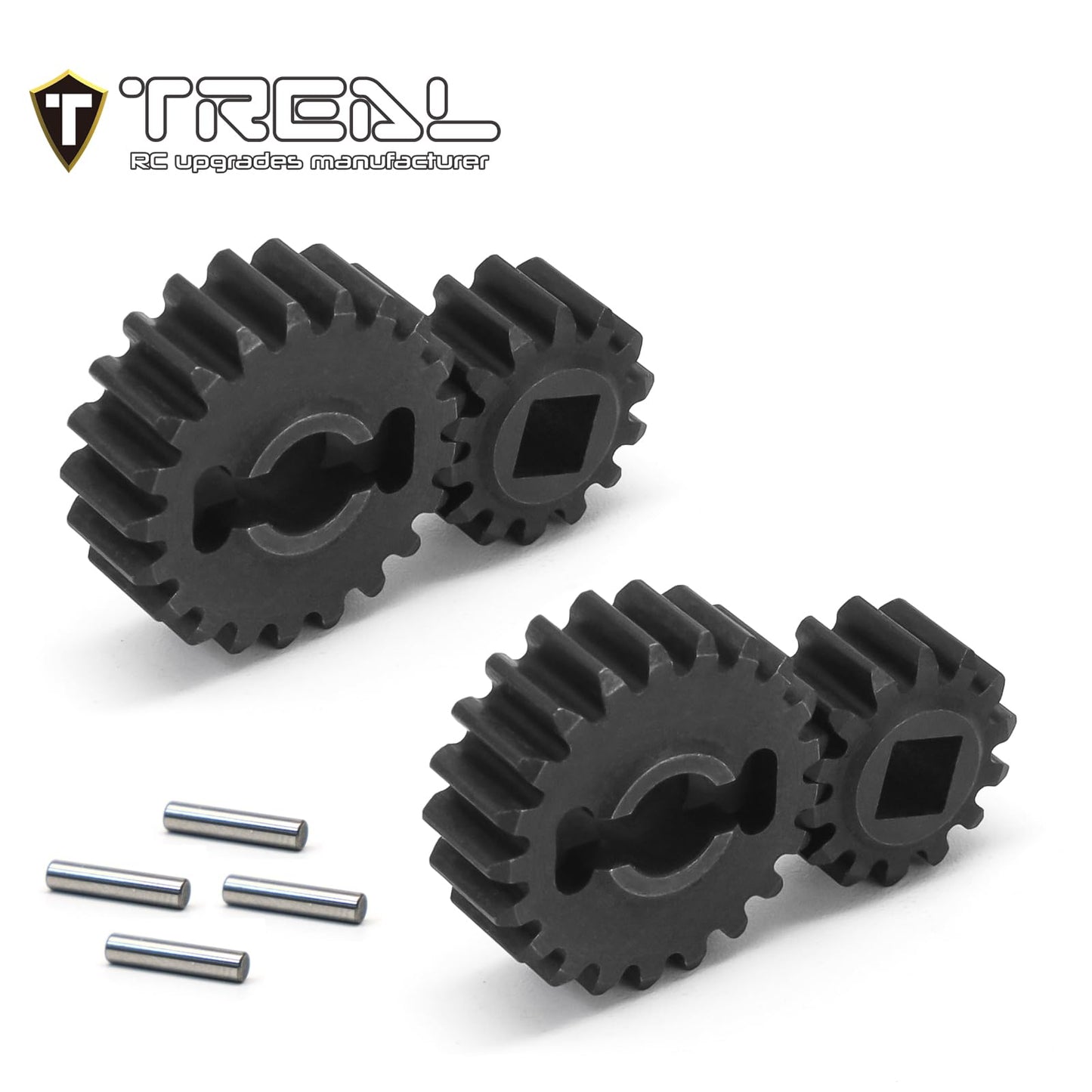 Treal Scx10 Iii/Capra Overdrive Portal Gears Harden Steel Gears Compatible With Axial 1/10 Scx10 3 Capra (14T/21T),Overdrive 27%