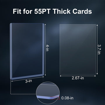 25 Count 55pt Card Sleeves Hard Plastic, Includes 25 Count 55pt Clear Soft Sleeves, 3x4 Card Protectors Hard Plastic Perfect for