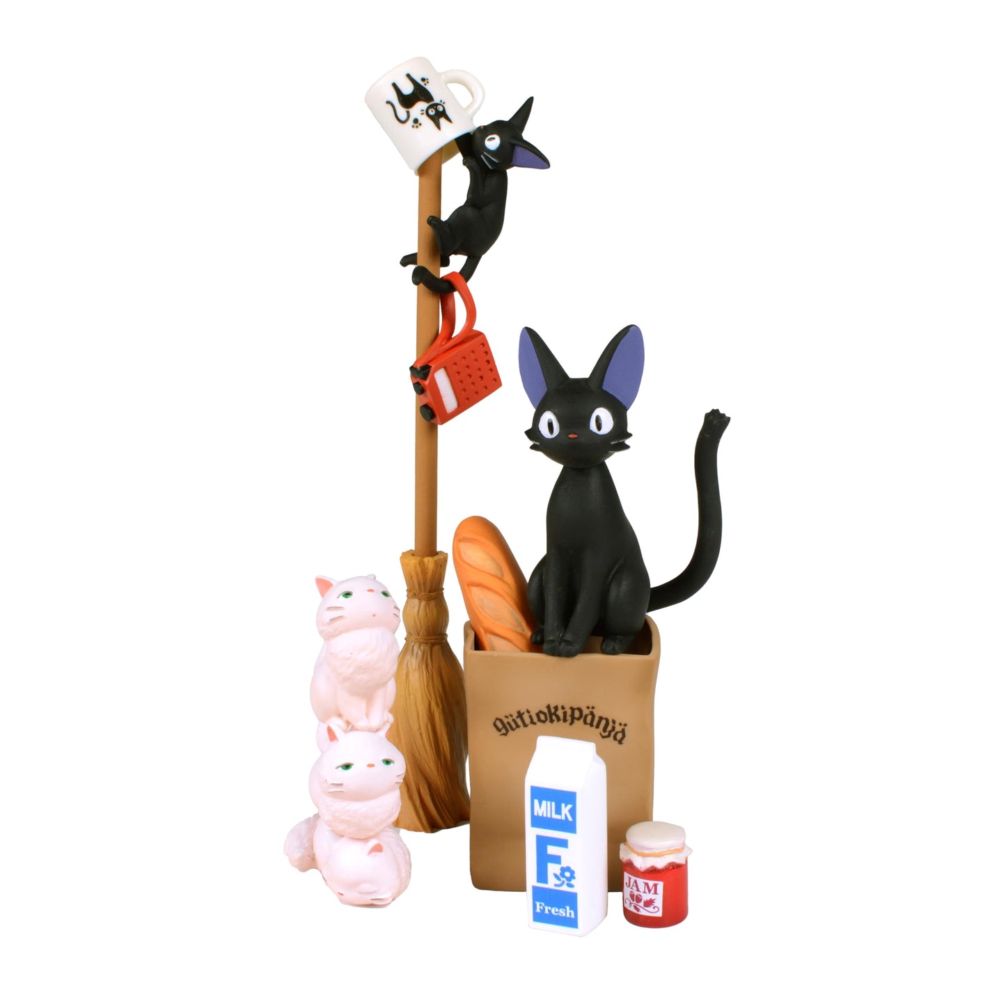 Ensky - Kiki'S Delivery Service - Jiji Nosechara Assortment Stacking Figure, Studio Ghibli Via Bandai Official Merchandise