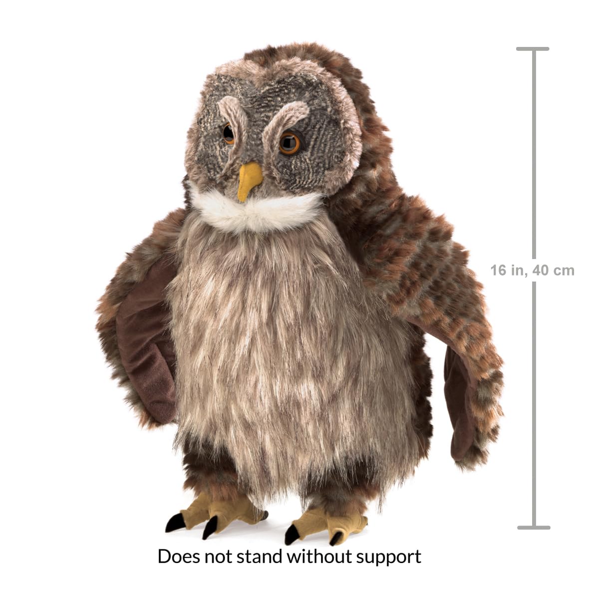 Folkmanis Hooting Owl Hand Puppet, One Size, Faux Fur, Multicolor, Model 3135
