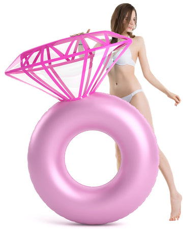 Jasonwell Inflatable Diamond Ring Pool Float - Large Pink Vinyl Float for Engagement Party & Bachelorette Fun