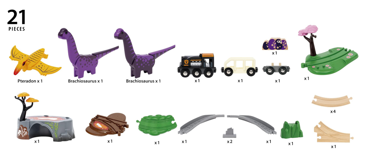 Brio World – 36094 Dinosaur Adventure Set | Deluxe Toy Train Set For Kids Aged 3 Years Up | Includes Playful Dinosaurs & Scenic Pieces | Compatible With Brio Train Sets