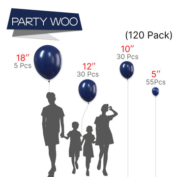 Partywoo Pearl Azure Blue Balloons, 120 Pcs Azure Blue Balloons Different Sizes Pack Of 18 Inch 12 Inch 10 Inch 5 Inch Dark Blue Balloons For Balloon Garland Or Arch As Party Decorations, Blue-Z90
