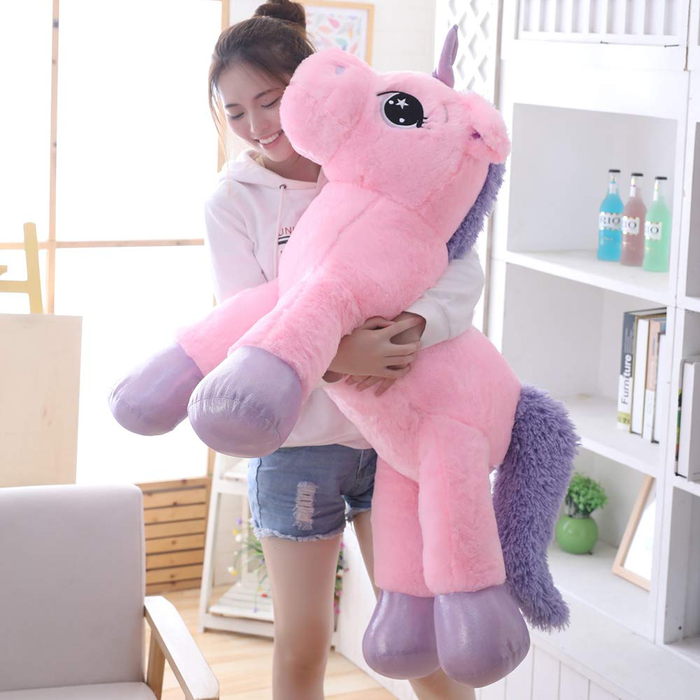 Sofipal Big Unicorn Stuffed Animal, Large Unicorn Plush Pillow Giant Unicorn Plushie Animal Pillow Toy For Birthday,Valentines,Bedroom (Pink, 31')