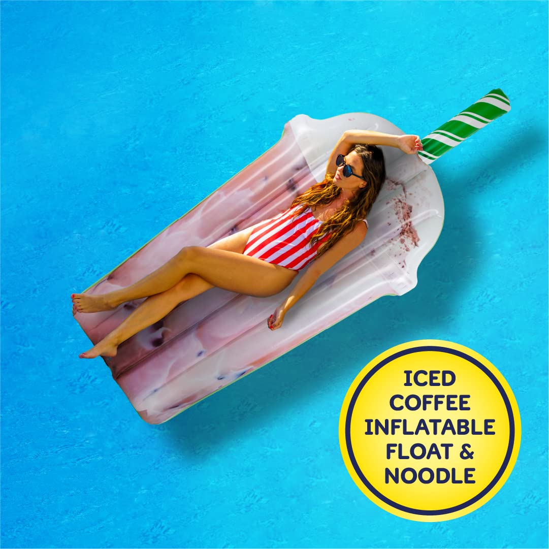 Ice Coffee Float And Noodle - Pool Float Tube, Inflatable Rafts For Kids & Adults - Large Blow Up Float For Summer Beach Swimming - Two Floats - Take2Floats
