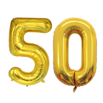 Goer Number 50 Balloons For 50Th Birthday Party Decorations,42 Inch Jumbo Foil Helium Balloons For 50Th Anniversary (Gold)