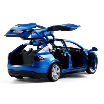 1/32 Model x Metal Die Casting Toy Car for 3 to 12 Year Old Boy Pull Back Car Toy with Sound and Lights (Blue)