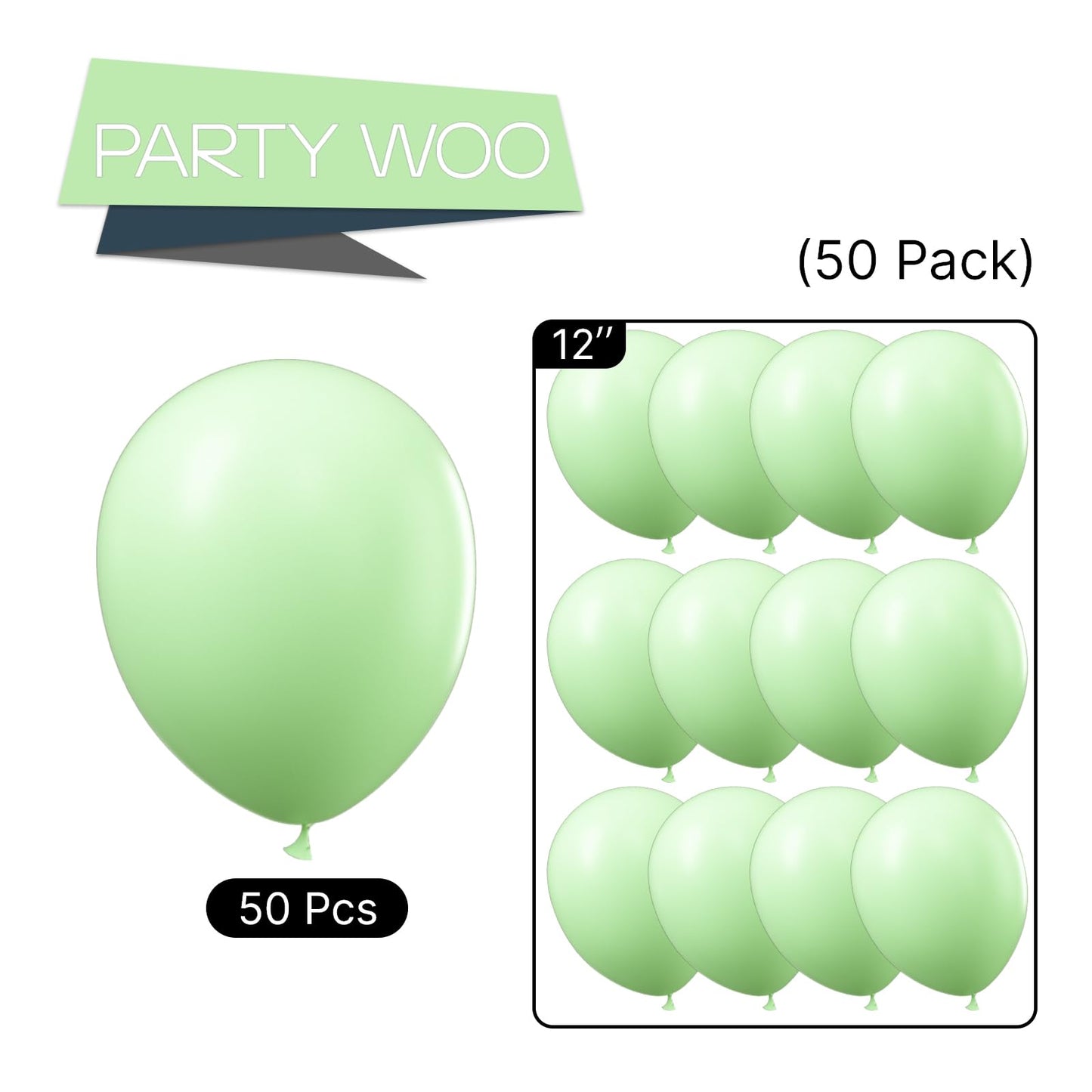 Partywoo Pastel Green Balloons, 50 Pcs 12 Inch Pale Green Balloons, Light Green Balloons For Balloon Garland Or Balloon Arch As Party Decorations, Birthday Decorations, Wedding Decorations, Green-Q16
