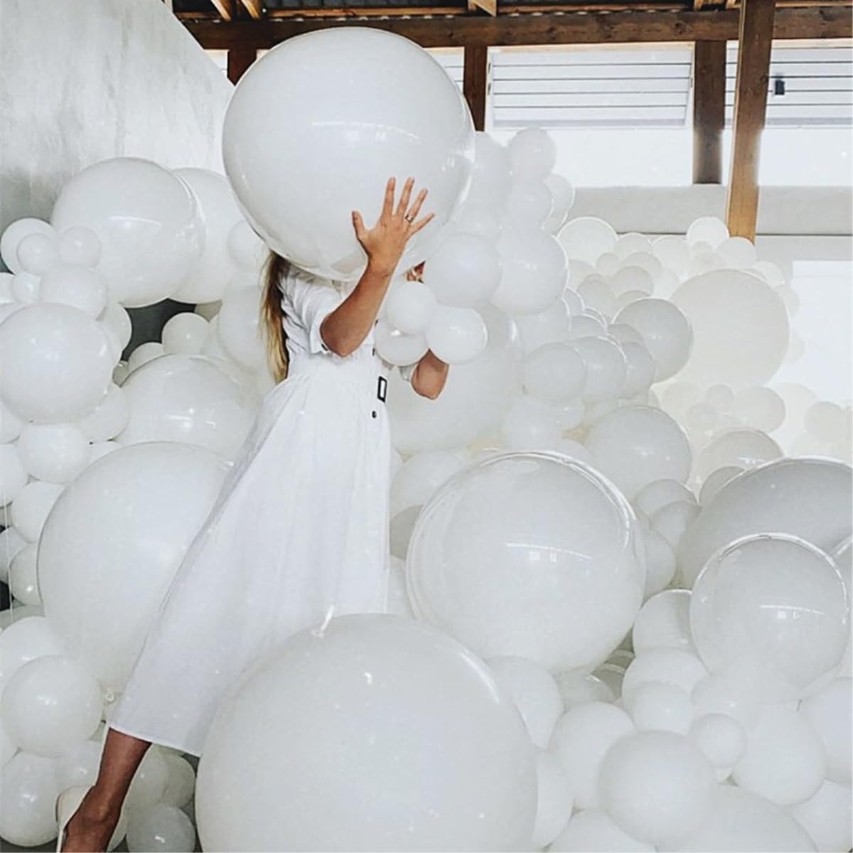 24Pcs 18 Inch Big White Balloons Latex Round Balloons Giant White Balloon Jumbo Thick Balloons For Photo Shoot Birthday Wedding Party New Year'S Day Christmas Decorations