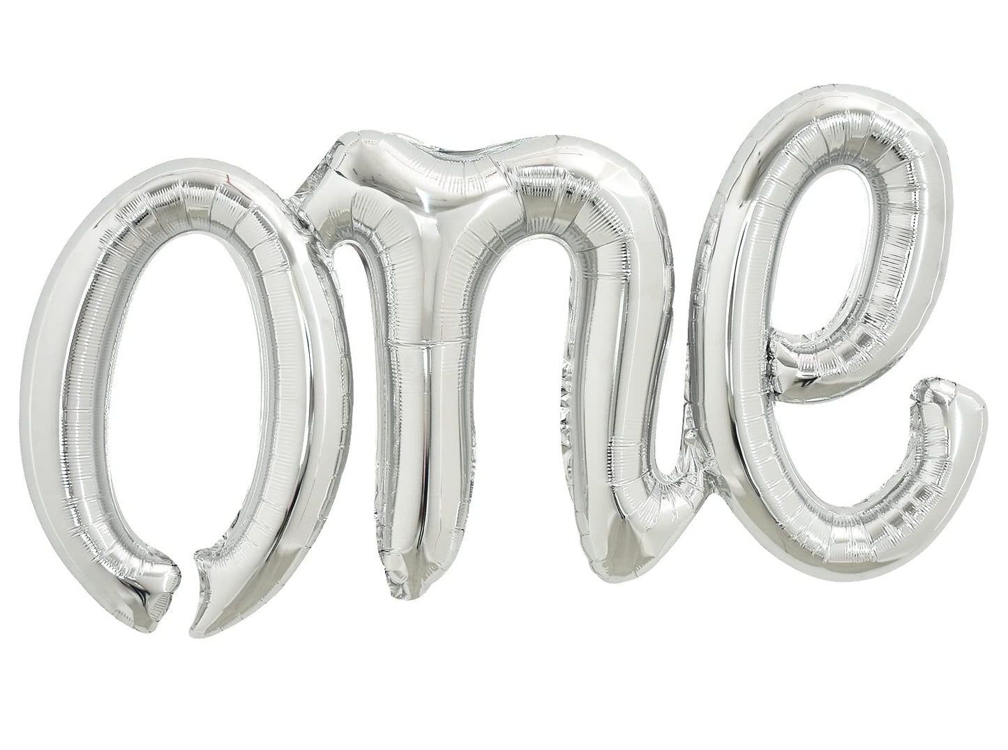 Toniful Silver One Balloons Banner, 42*16 Inch Mylar Foil Script / Cursive Letter One Sign Banner Balloon Bunting Reusable Ecofr