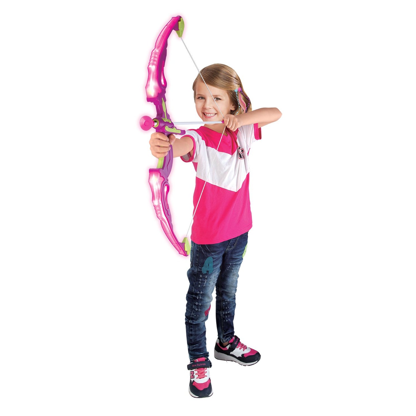Sainsmart Jr. Kids Bow & Arrow Toy, Princess Basic Archery Set Outdoor Hunting Game With 3 Suction Cup Arrows, Target & Quiver, Pink,Includes 1 X Luminous Bow