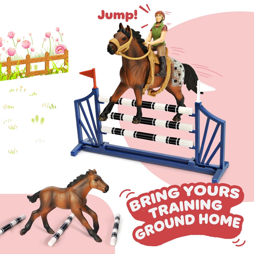 Kidbest Horse Stable Playset, Horse Toys Set For Girls And Boys With Rider, Farm Animal Figurines Barn Toys, Pretend Play Toys For Kids 3-5 6 7 8-10 Birthday Gifts