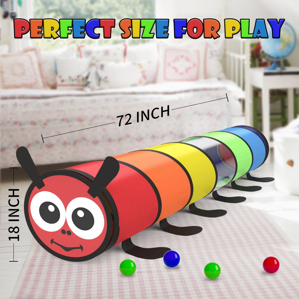 Kids Play Tunnel For Toddlers 1-3 Colorful Pop Up Baby Tunnel For Kids To Crawl Through 6 Foot With Breathable Mesh Collapsible