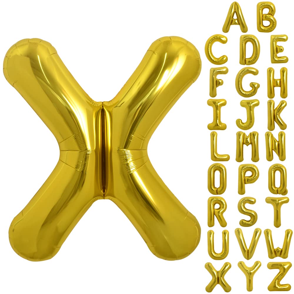 Toniful 40 Inch Large Gold Letter X Balloons Helium Balloons,Foil Mylar Big Balloons For Birthday Party Anniversary Supplies Dec