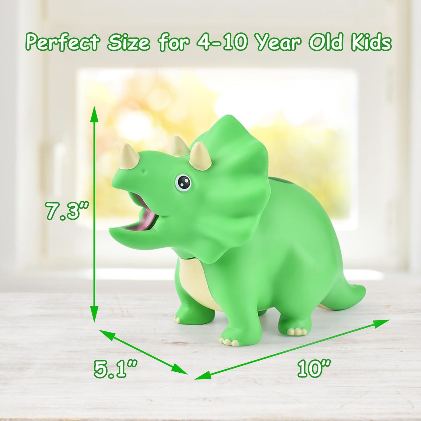 Pjdrllc Dinosaur Piggy Bank For Kids, Unbreakable Plastic Money Coin Bank For Boys And Girls, Great Gifts For Birthday, Easter, Christmas (Green)