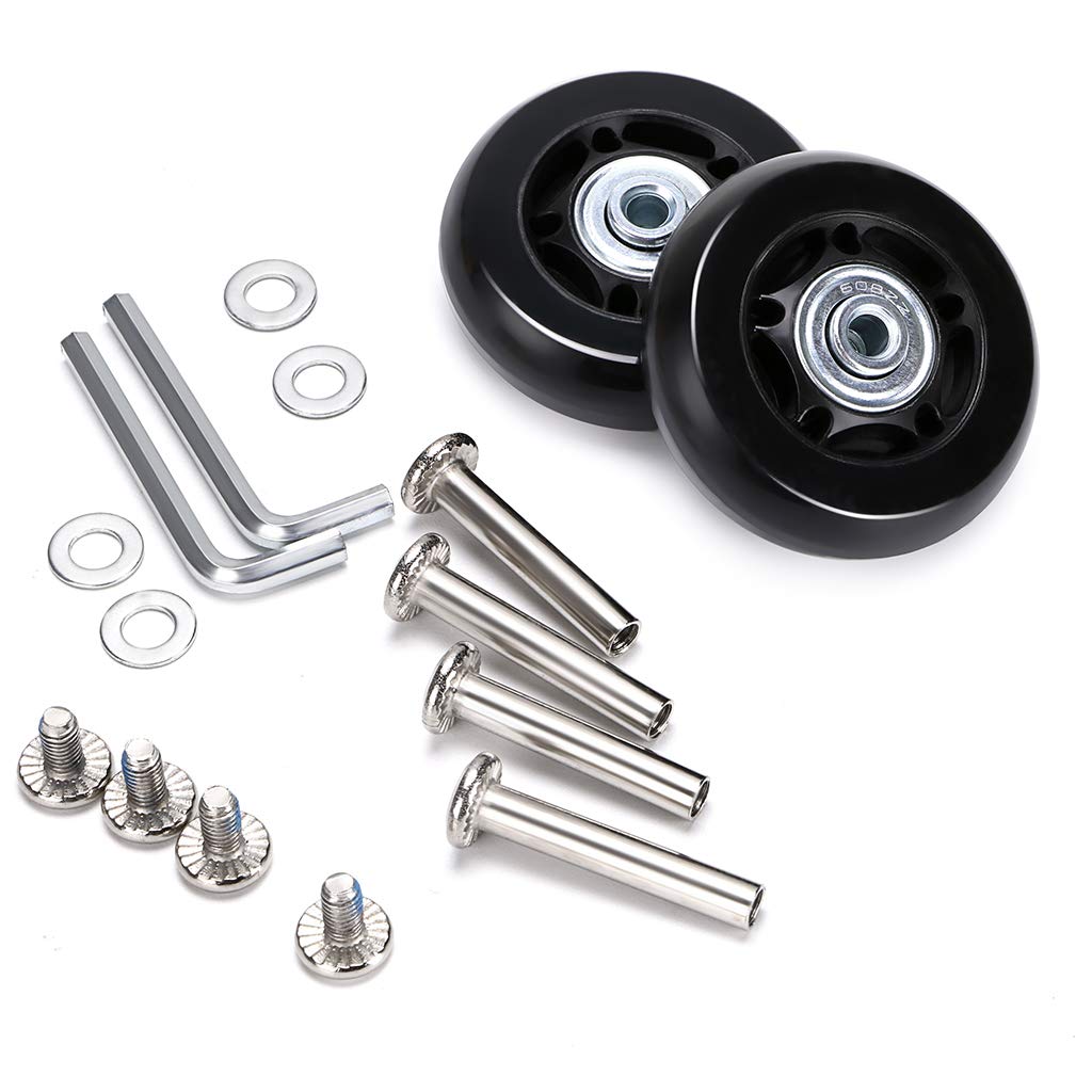 Ownmy 60Mm X 17Mm Luggage Suitcase Replacement Wheels, Rubber Swivel Caster Wheels Bearings Repair Kits, A Set Of 2
