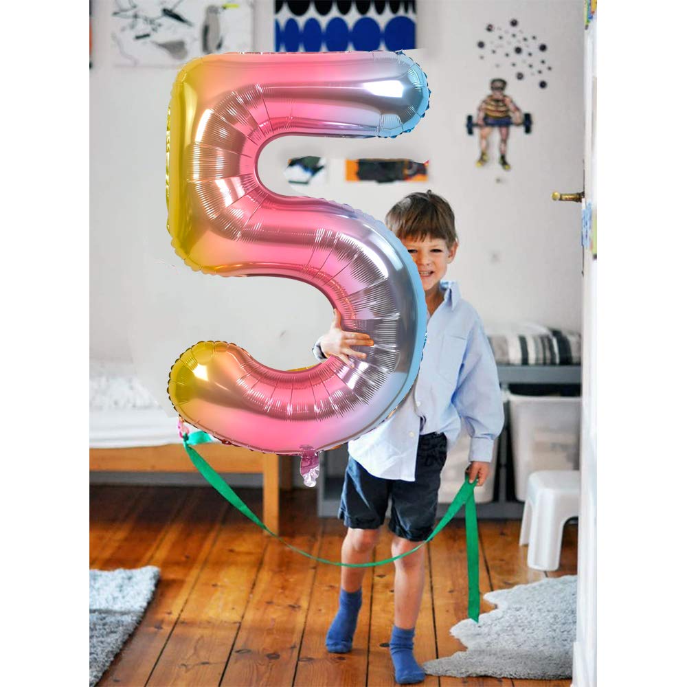 Toniful 40 Inch Rainbow Large Numbers Balloons 0-9, Number 2 Digital 2 Helium Balloons, Foil Mylar Big Number Balloons For Birth