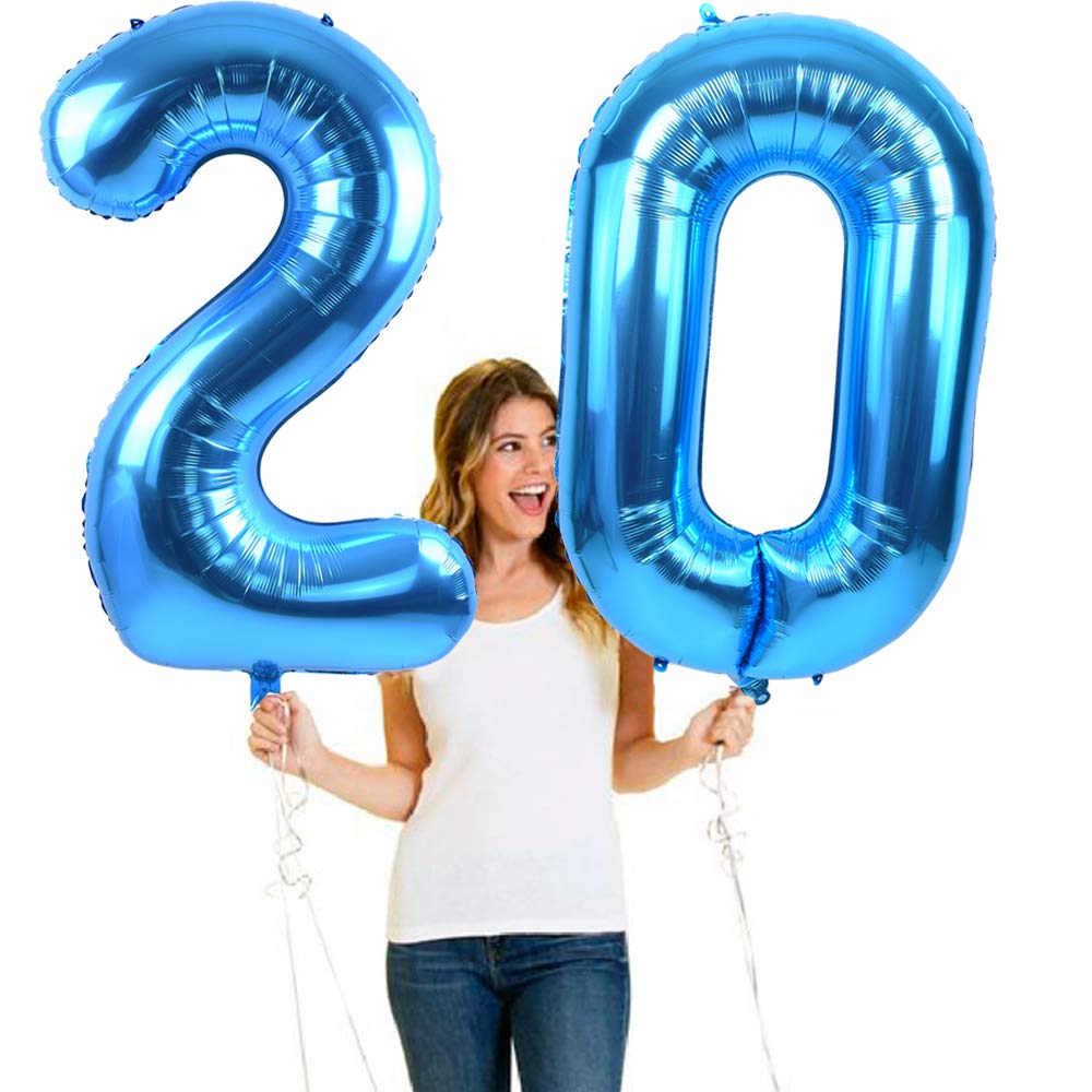 Toniful 40 Inch Blue Large Numbers Balloon Birthday Party Decorations, Foil Mylar Big Number Balloon Digital 18 For 18Th Birthda