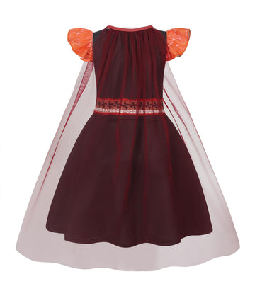 WonderBabe Matangi Costume Dress for Girls, Brown Cape, Size 5-6 Years, Perfect for Halloween Party & Cosplay