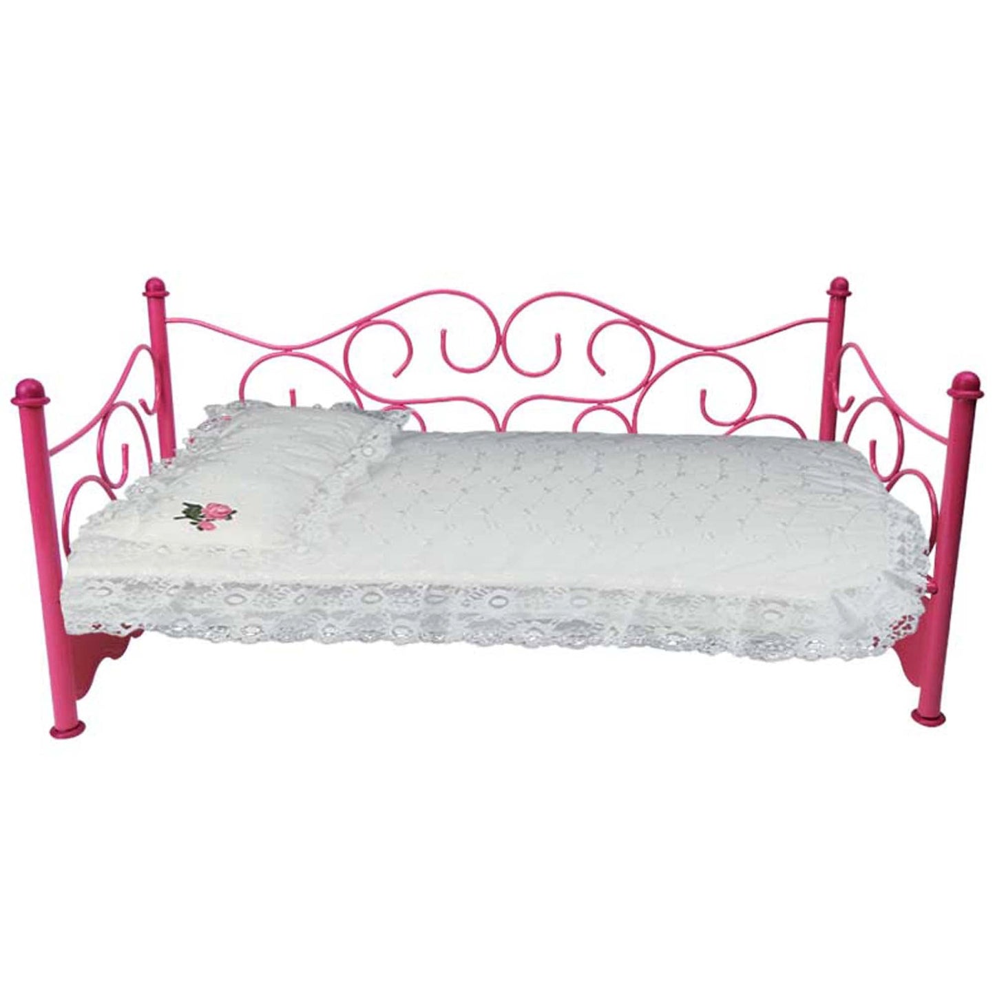 Sophia'S 18' Doll 3 Pc. White Eyelet Bedding With Lace Trim Set With Pillow, Comforter And Mattress Pad