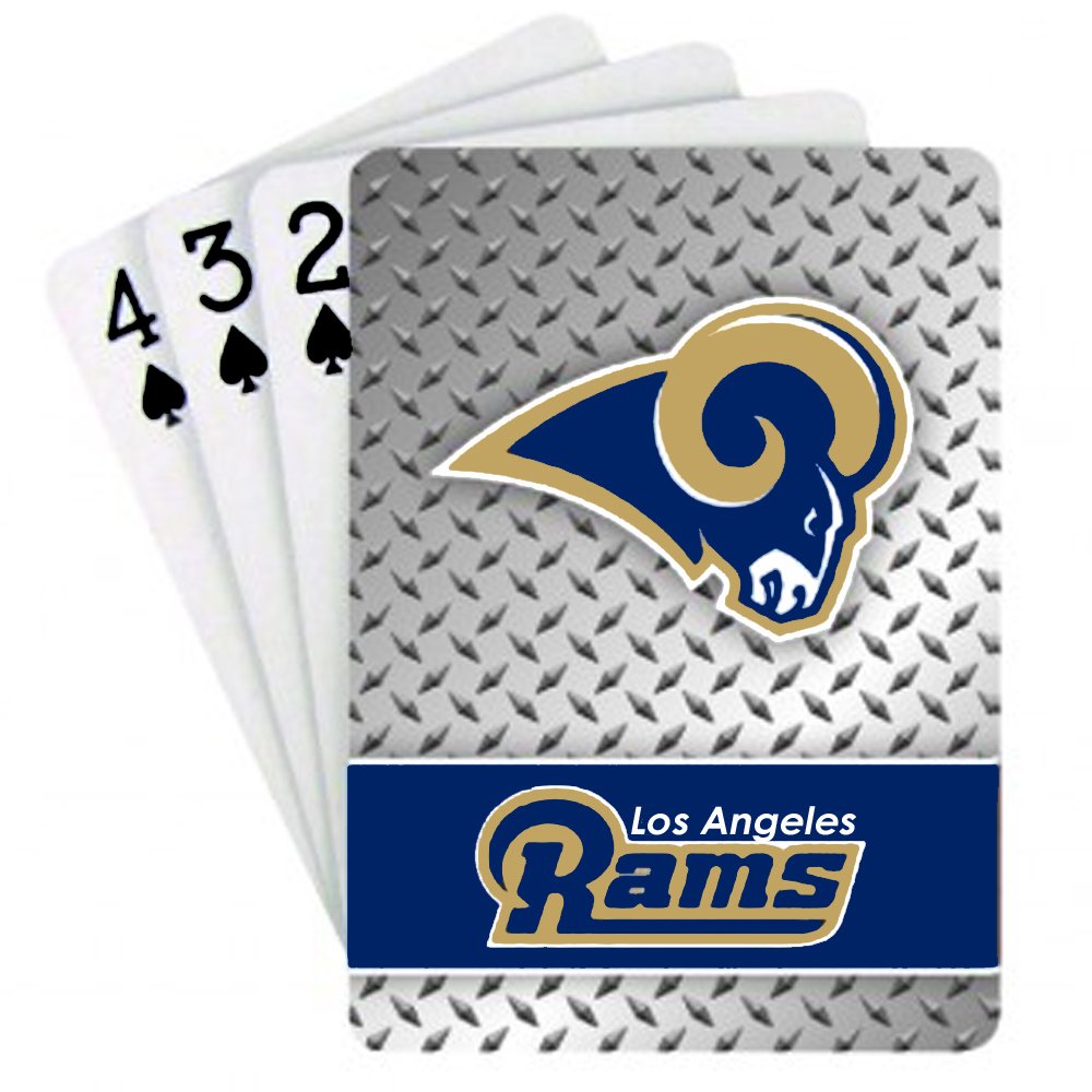 Playing Cards - Nfl - Los Angeles Rams Nfl Team Logo Standard Size Diamond Plate Pattern Poker Blackjack Crazy Eights - 52 Card