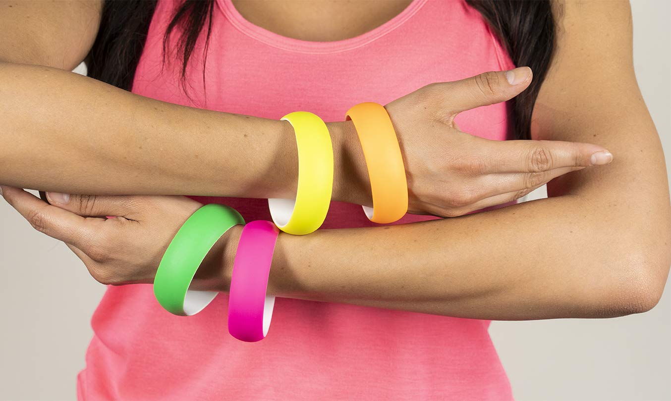 Neon Nation 4 Pack 1980S Style Costume Bracelets 1'' Soft Bangles