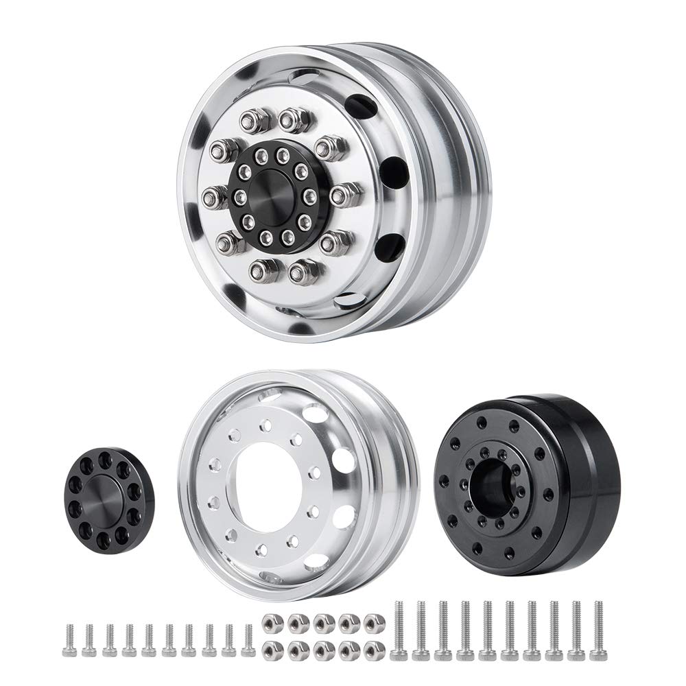 RC-Hub 2pcs Aluminum Alloy Front Wheels Rims for 1/14 Tamiya Trailer Truck RC Car (Width 25mm)