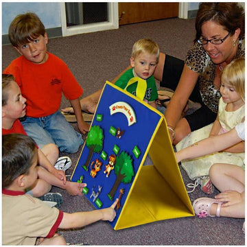 Topwon Felt Board for Kids, Folding Flannel Playboard Preschool Toddler Stories Boards, Animal Story Learning Double-Side Stand
