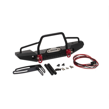 Treehobby RC Model Metal Car Front Bumper with 2 LED Light Compatible with 1/10 RC Crawler Car Traxxas TRX4 TRX-4 D90 D110 Defen