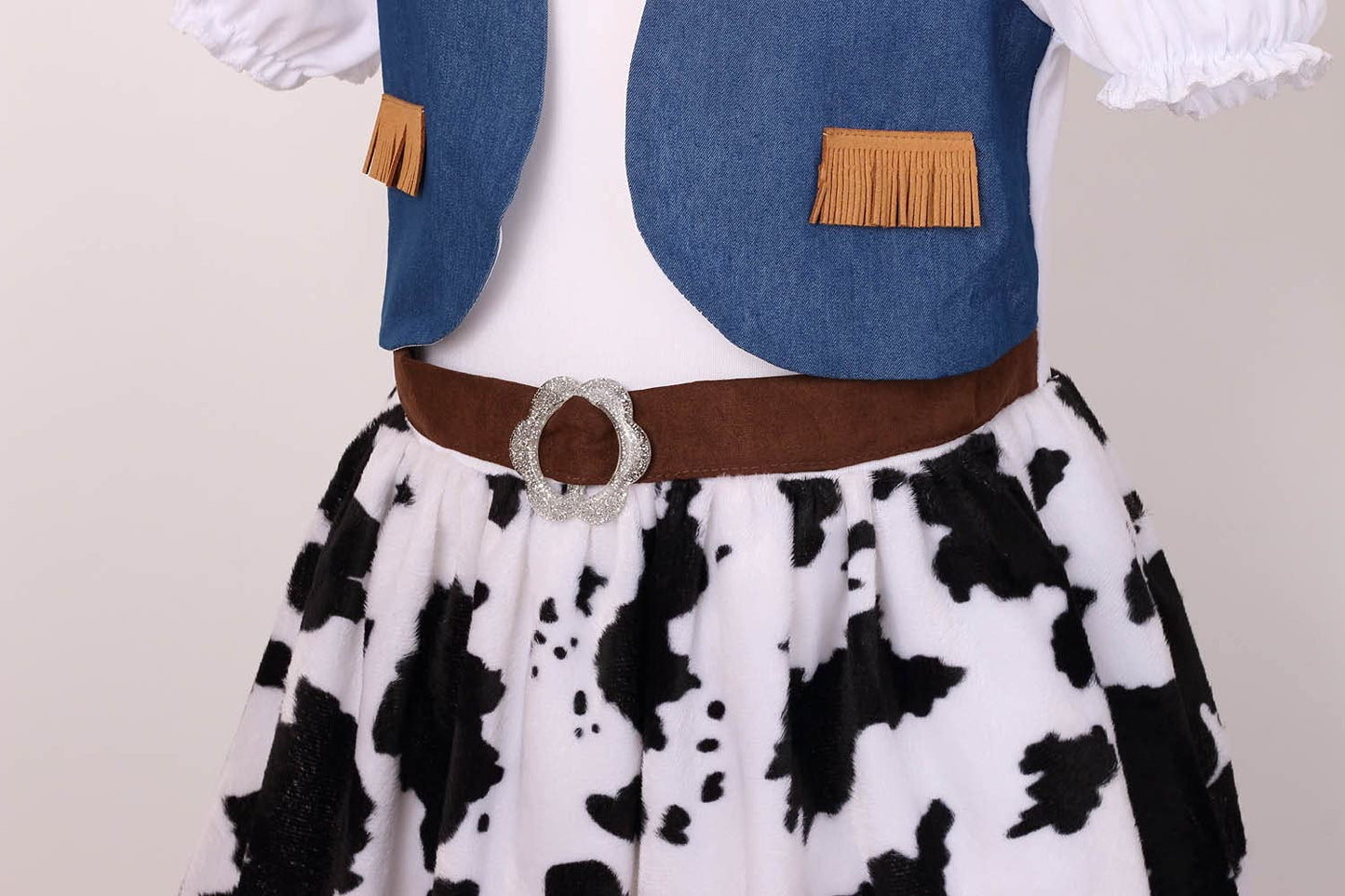 Lmyove Cowgirl Halloween Costume For Girls, Role Play Party Dress Up Outfit For Kids (Medium, Blue)