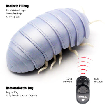 Tipmant RC Bug Remote Control Worm Realistic Pillbug Electronic Animal Prank Toy Insect Car Vehicle Kids Birthday Gifts (White)