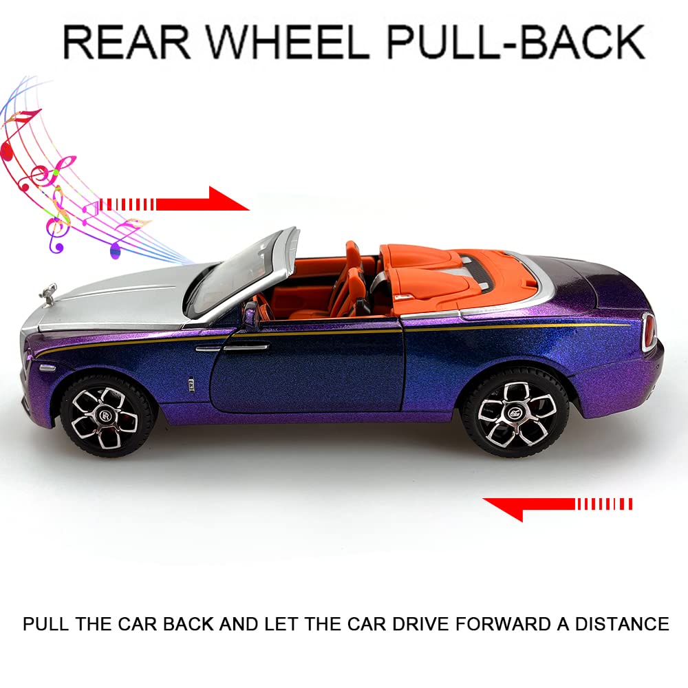 EROCK New Version -Exquisite car Model 1/24 Rolls-Royce Dawn Model Car,Zinc Alloy Pull Back Toy car with Sound and Light for Adu