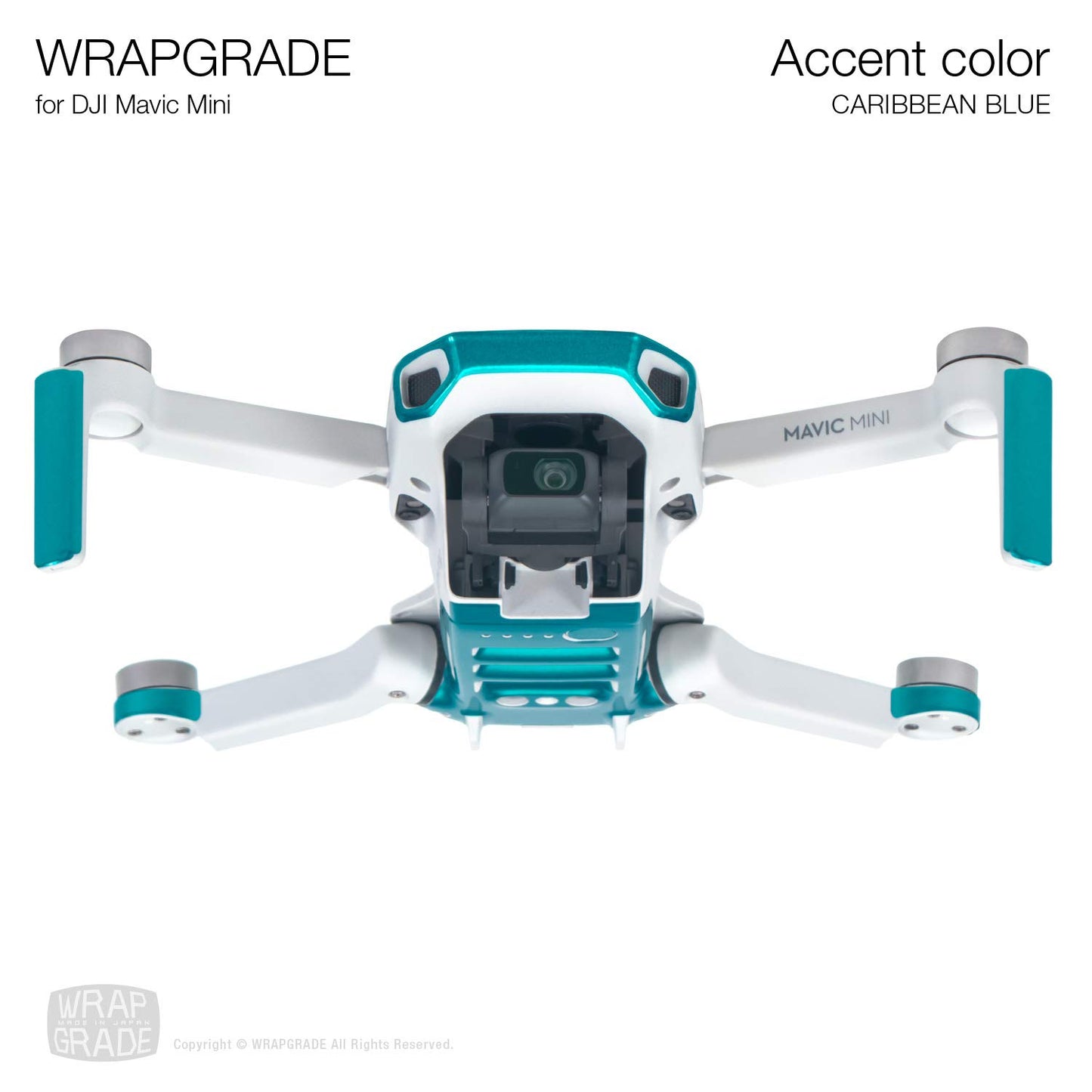 Wrapgrade Skin Compatible With Dji Mavic Mini | Accent Color (Caribbean Blue)