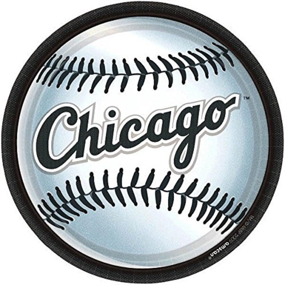 Amscan Chicago White Sox Round Plates, 9', Pack Of 18