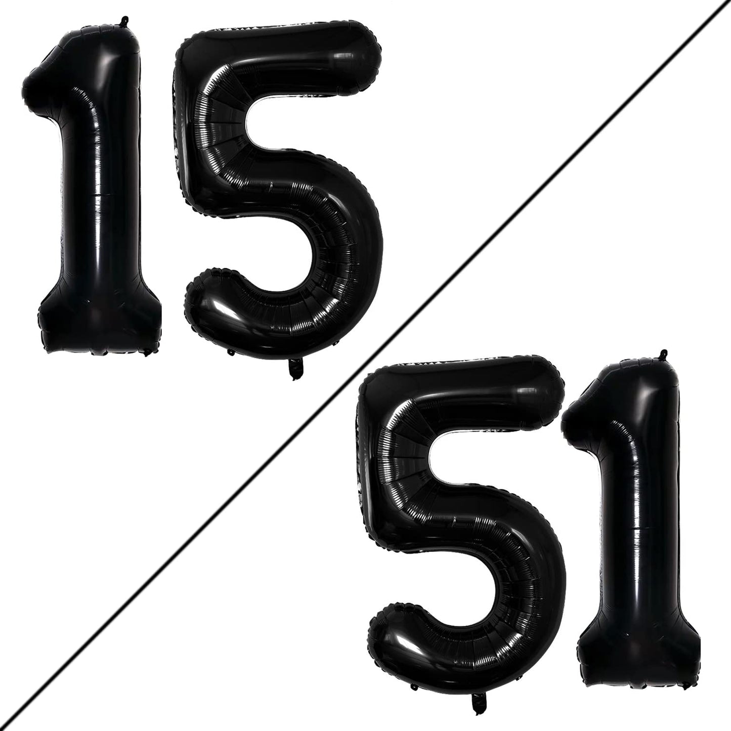 Goer Number 15 Balloons For 15Th Birthday Sweet 15 Party Decorations,42 Inch Jumbo Foil Helium 51 Balloons For 51St Birthday Party Decoration (Black)