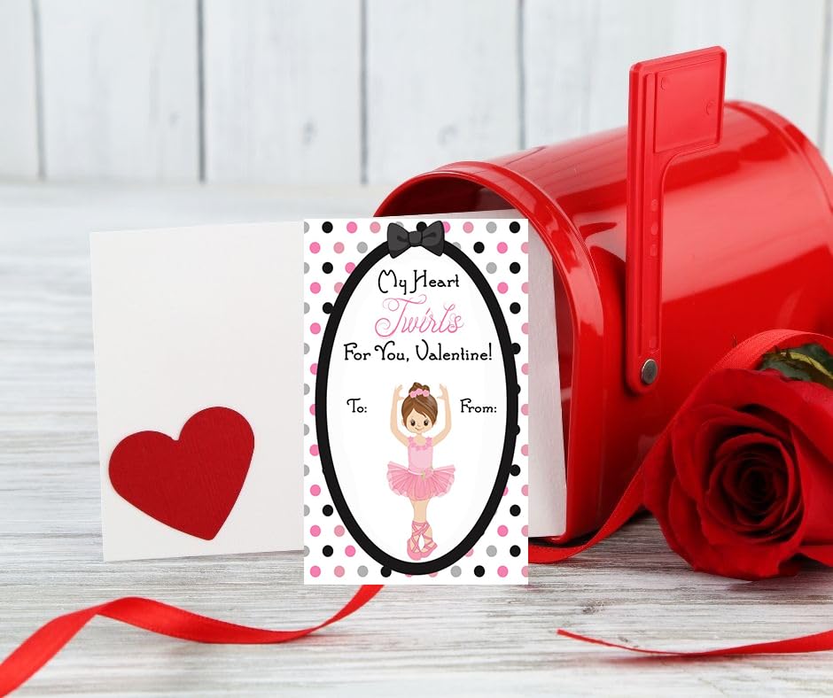 Silly Goose Gifts Dance Ballet Themed Valentine'S Day Cards Set Pack (24 Included) Ballerina Classroom Sharing Valentine Exchang