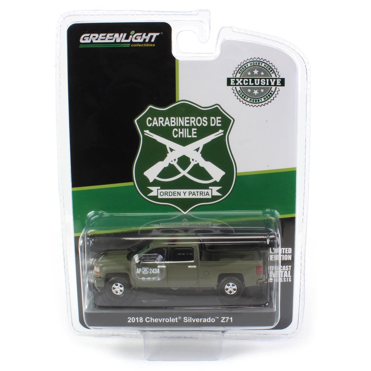 2018 Chevy Silverado Z71 Pickup Police Carabineros De Chile (Gope) Hobby Exclusive Series 1/64 Diecast Model Car By Greenlight 3
