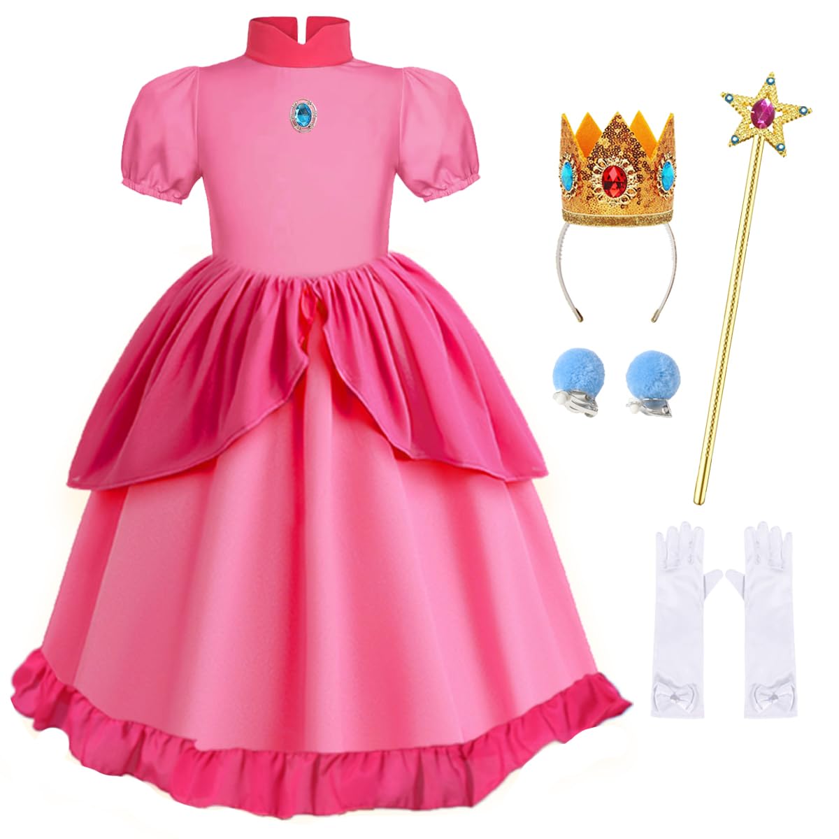 Itvti Princess Costume Dress For Girls Kids Cosplay Pink Outfit Halloween Birthday Party Dress Up, Pink, 2-3 Years(Tag 100)