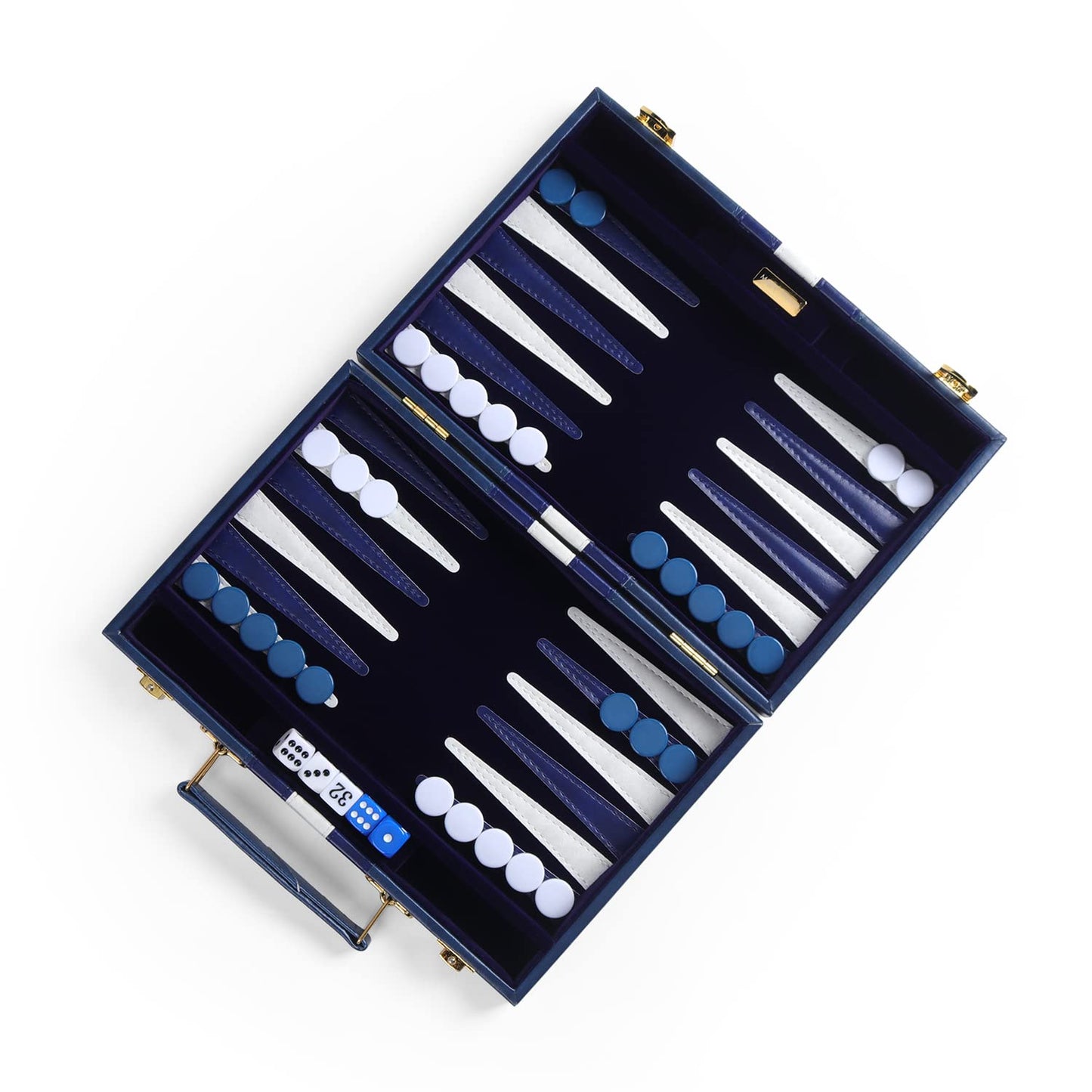 Magic Vosom Travel Small 11 Inch Backgn Blue Sets Classic Board Game with enhanced Leather Case Portable Travels Strategy Backgn Game Set for mature-themeds Kids (Blue Small)