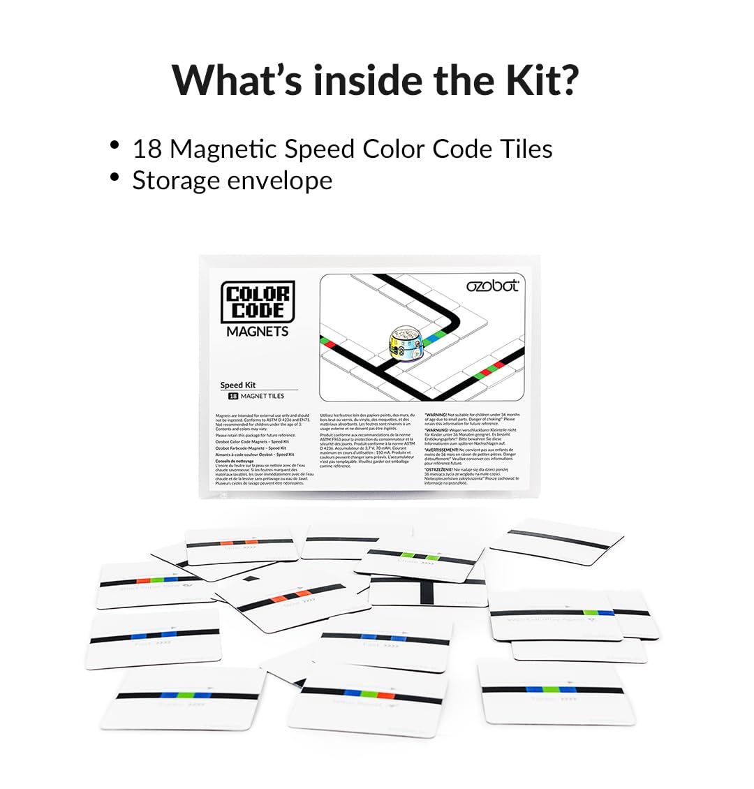 Ozobot Color Code Magnets Speed Kit: Interactive Coding Learning Tool For Kids Ages 3+, Enhances Logic & Problem-Solving Skills,