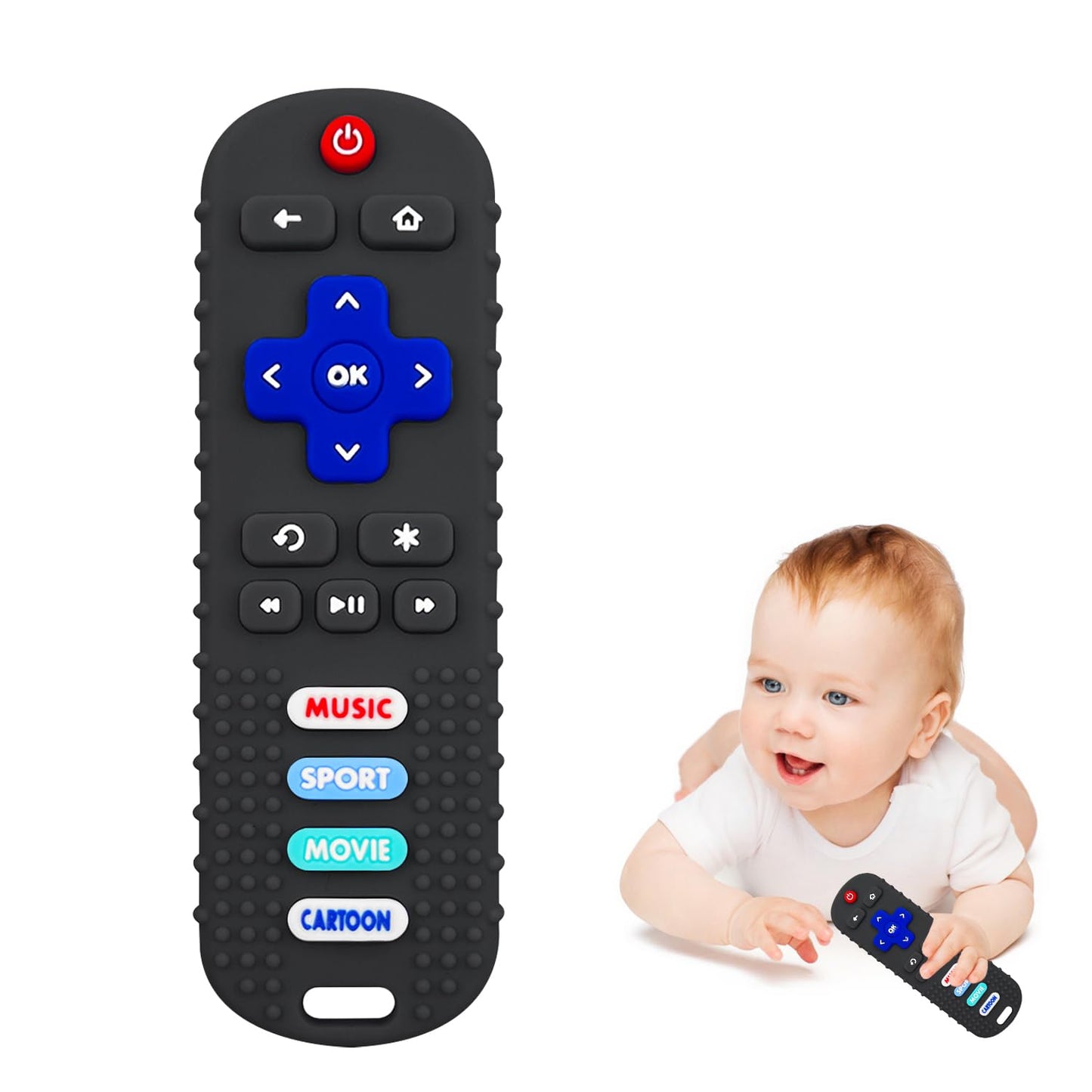 Robbear Baby Teething Toys, Soft Silicone Remote Control Teether For Babies 3 6 12 18 Months, Tv Remote Control Shape Infant Che