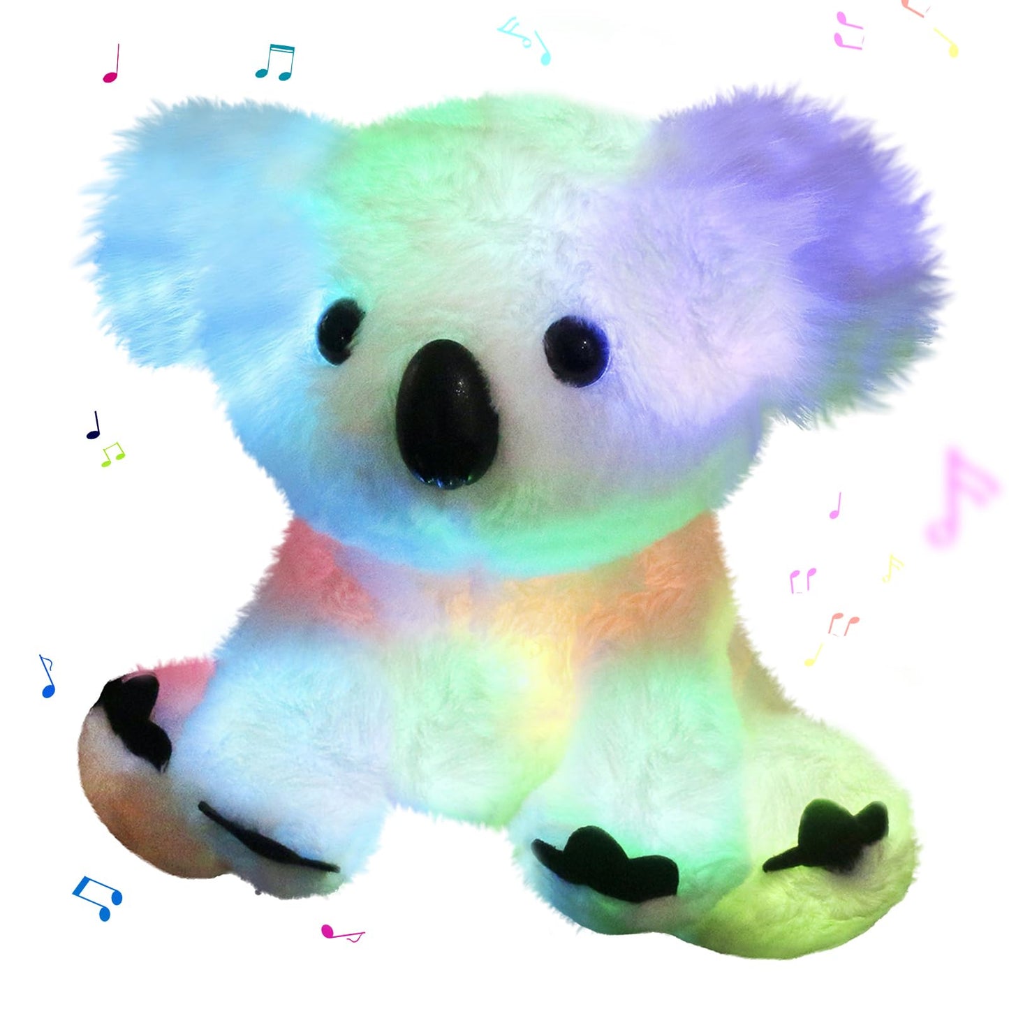 Glow Guards Musical Light Up White Koala Stuffed Animal Led Singing Wildlife Soft Plush Toy With Night Lights Lullabies Birthday