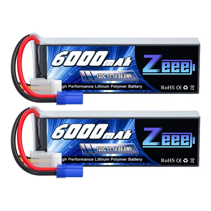Zeee 3S Lipo Battery 6000mAh 11.1V 120C Soft Case RC Battery with EC5 Connector for Helicopter Airplane Quadcopter RC Airplane R