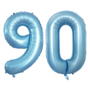 Goer Number 90 Balloons For 90Th Birthday Party Decorations,42 Inch Jumbo Foil Helium Balloons For 90Th Anniversary (Light Blue)