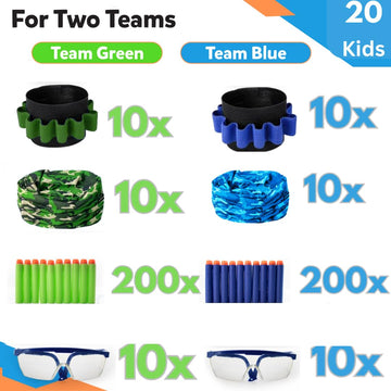 Wishery Accessories For Nerf Party Supplies - 20 Sets. Kids Birthday Favors Bulk Pack With Darts, Glasses, Masks, And Wristbands