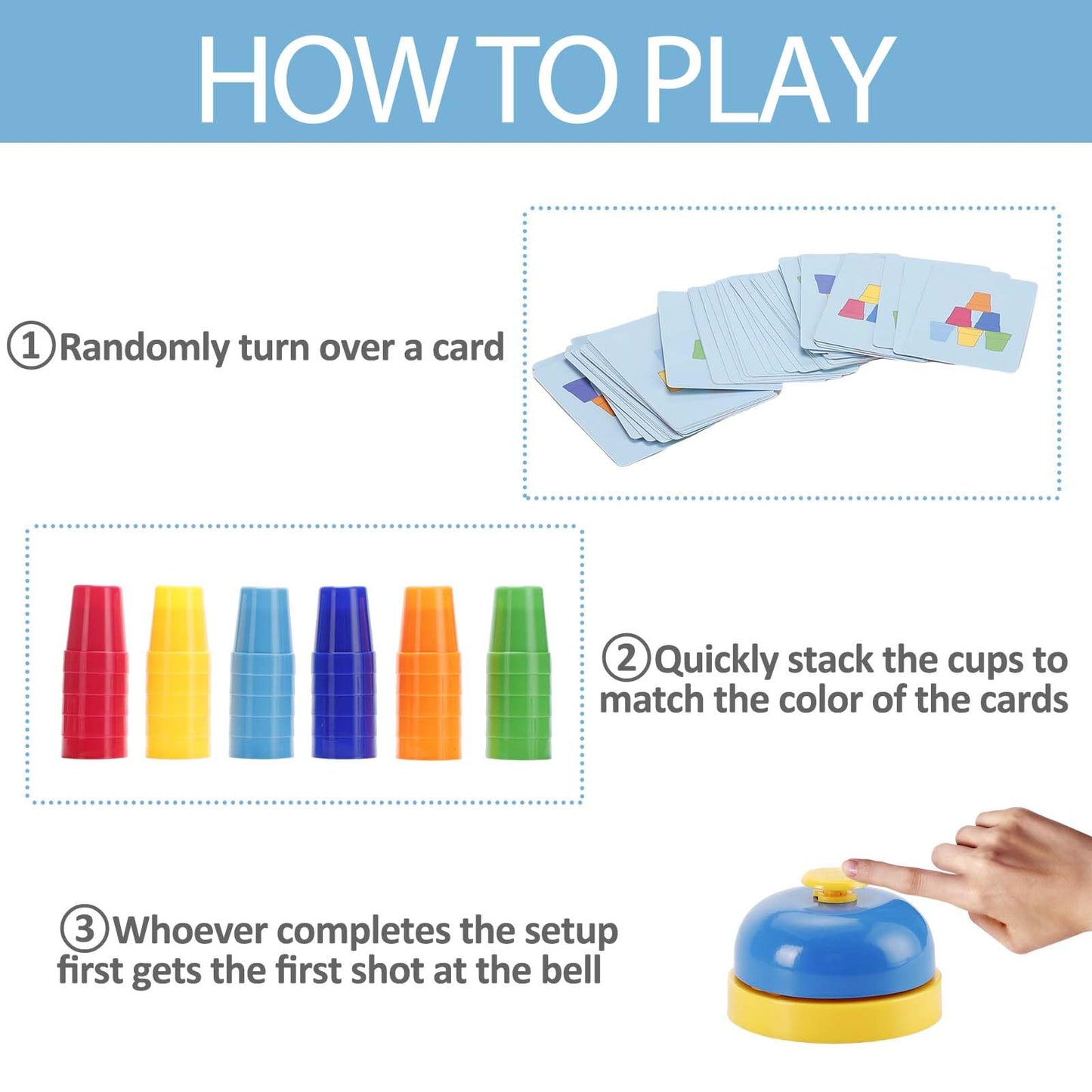 SEISSO Quick Stacking Cups Game - 30 Cups & 54 Cards, Medium Size, Plastic, Parent-Child Interactive Family Toy for Travel & Parties