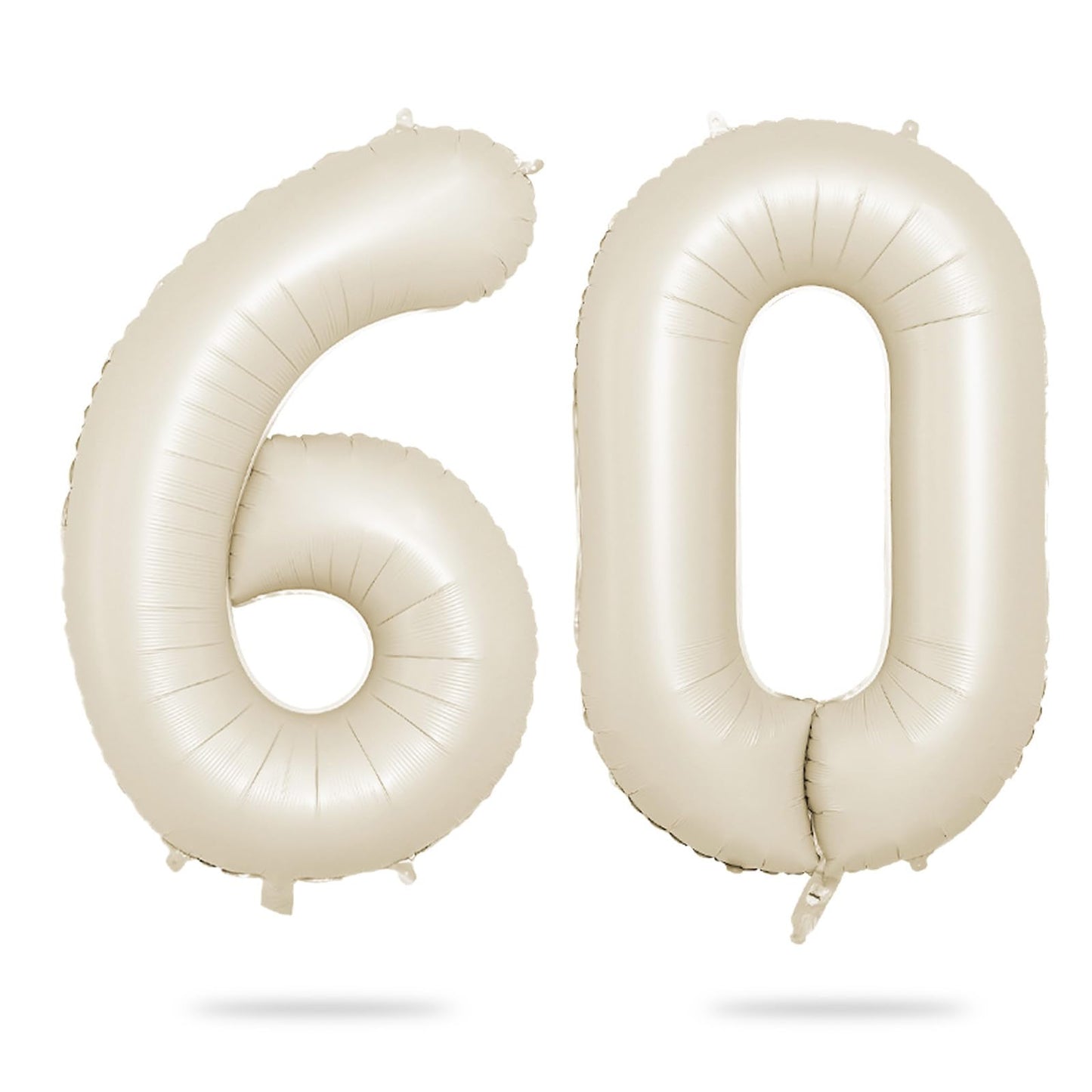 Biapian 40 Inch Cream Number 60 Balloon, 60Th Birthday Balloons, Big Digital 60 Beige White Giant 60 Foil Balloon Helium For Men