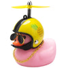 Wonuu Pink Duck Car Dashboard Decorations Rubber Duck Car Ornaments Cool Duck With Propeller Helmet Sunglasses Gold Chain (Pinea