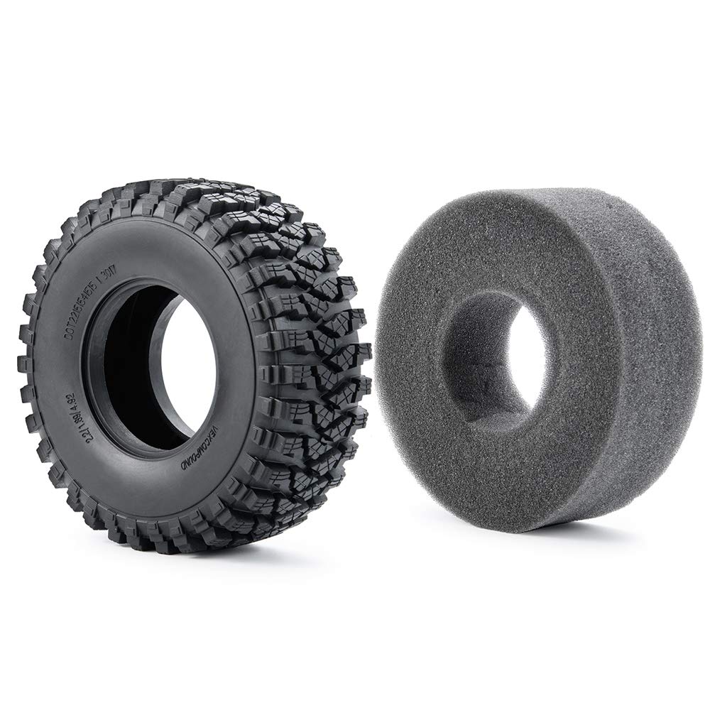 RCLIONS 4pcs 2.2inch 125mm RC Crawler Wheel Tyre Tires with Foam Insert for 1/10 RC Car Axial SCX10 Wraith RR10 TRX4
